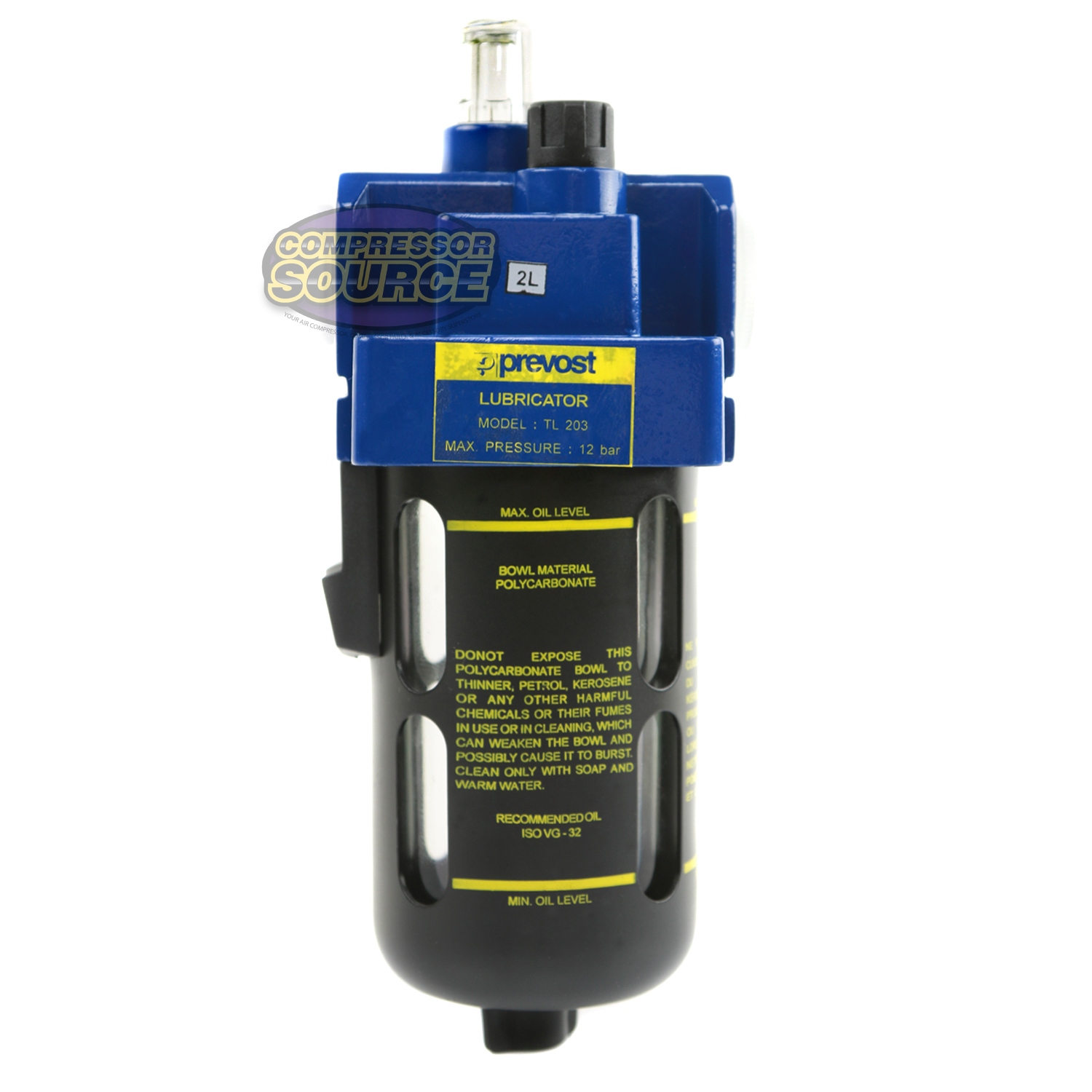 Prevost 1/2" Compressed Air InLine Oiler / Lubricator Inline Oil